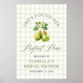 Modern Green Gingham Perfect Pear Bridal Shower Poster