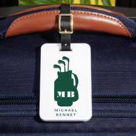 Modern Green Golf Sport Monogram Bagagebricka