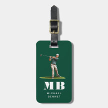Modern Green Golfer Sport Monogram