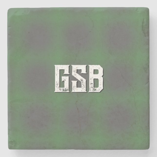 Modern Green Gray Bold White Grunge Font Monogram Stenunderlägg (Framsidan)