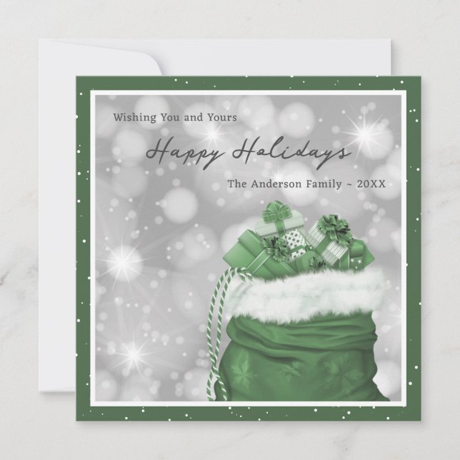 Modern Green Happy Holidays Card Julkort (Framsida)