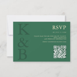 Modern Green Monogram Minimalist Wedding OSA Kort