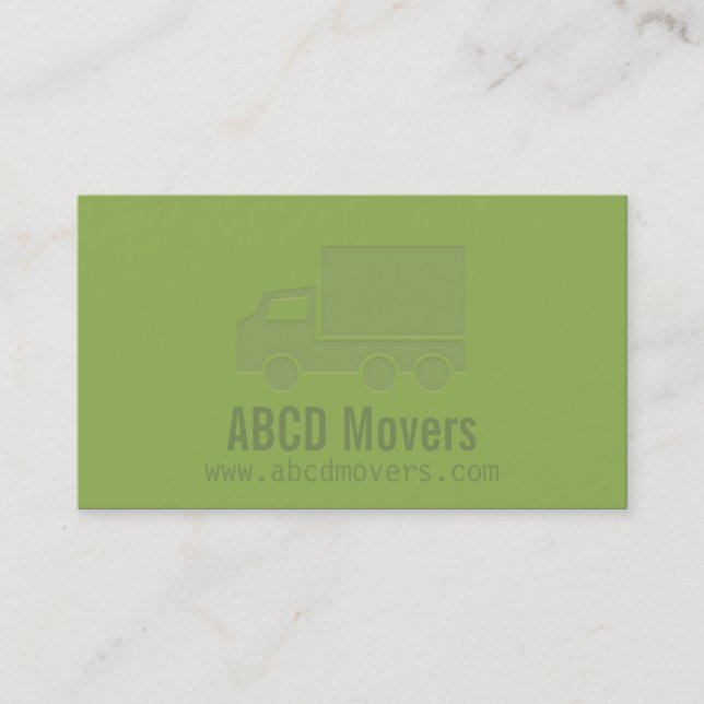 Modern Green Mover Company Boktryck Visitkort (Framsida)