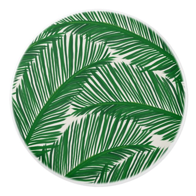 Modern Green Palm Leaf Tropical Pattern Knopp (Framsidan)