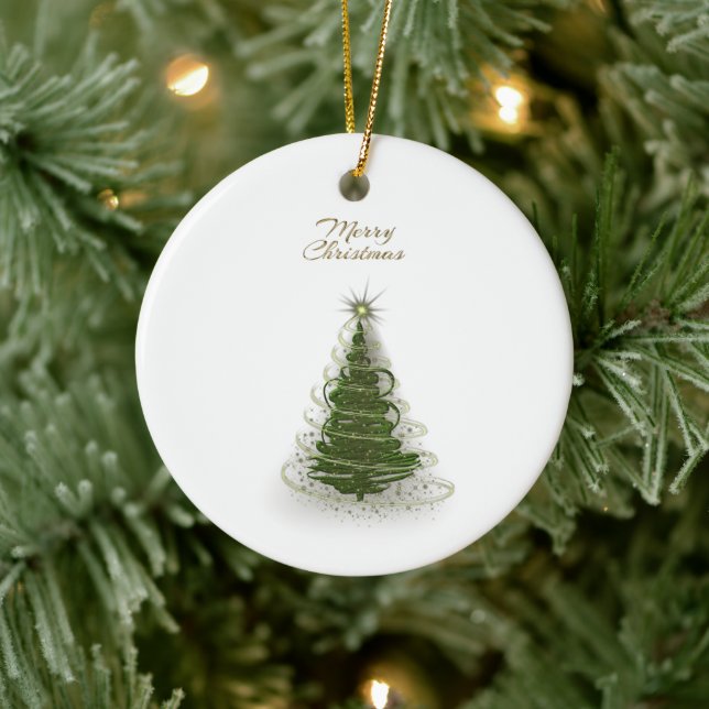 Modern Green Spiral Christmas Tree ,round ornament (Träd)