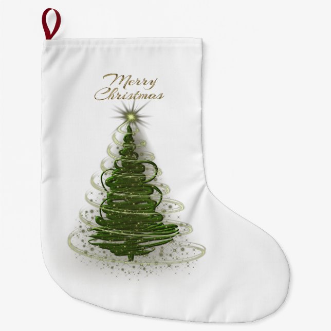 Modern Green Spiral Christmas tree stockings  Stor Julstrumpa (Framsidan)
