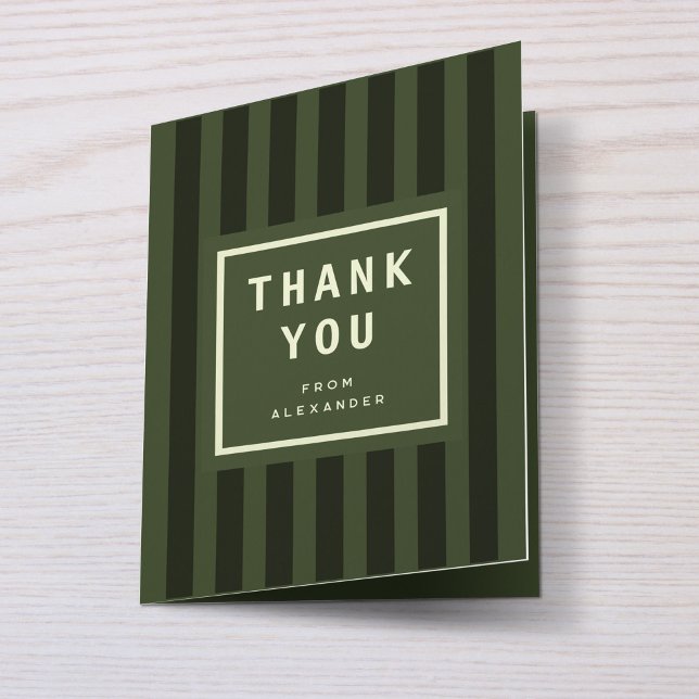 Modern Green Sporty Stripes Graduation Tack Kort (modern, green sporty stripes graduation thank you card)