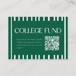 Modern Green Striped College Fund QR Code Tilläggskort