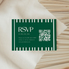 Modern Green Striped Graduation Party QR Code OSA Kort