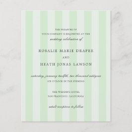 Modern Green Stripes Elegant Budget Wedding Invite Flygblad