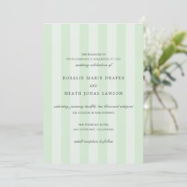Modern Green Stripes Elegant Wedding Inbjudningar