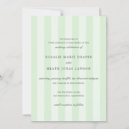Modern Green Stripes Elegant Wedding Magnetisk Inbjudningskort