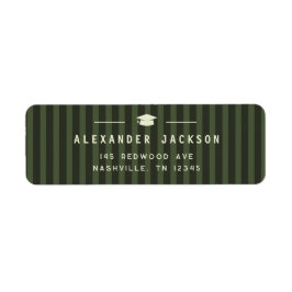 Modern Green Stripes Graduation Return Address Returadress Etikett