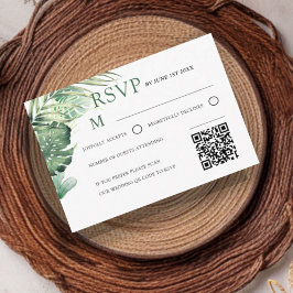 Modern Green Tropical RSVP Wedding  OSA Kort