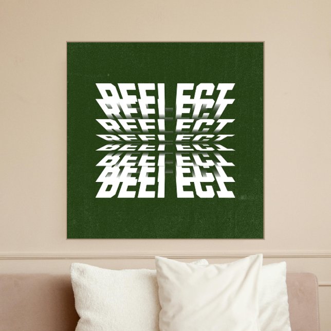 Modern Green Wall Art with Rotating Text - soccer  Fototryck (REFLECT poster inspired by a soccer field creates a incredible minimalist touch to your space)