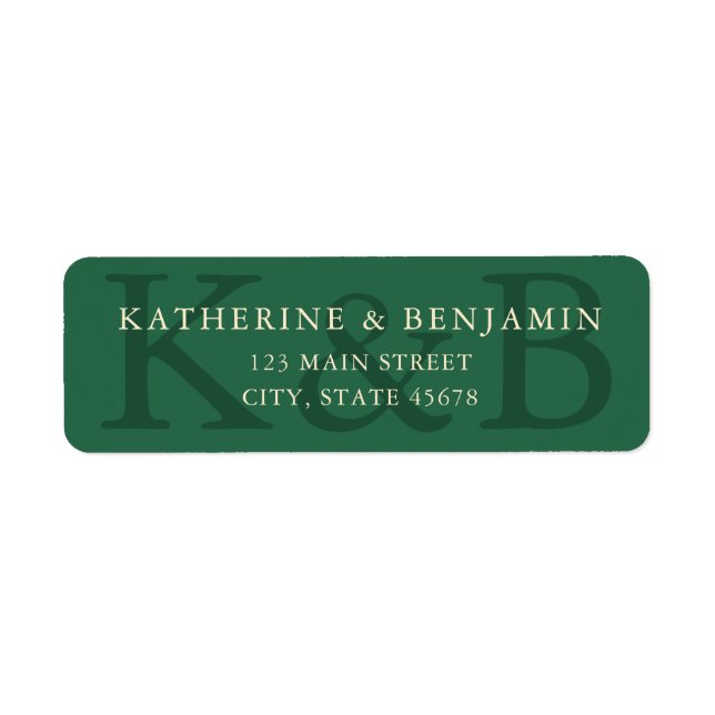 Modern Green Wedding Return Address Returadress Etikett (Framsidan)