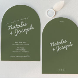 Modern Green Whimsical Summer Arched Wedding Inbjudningar