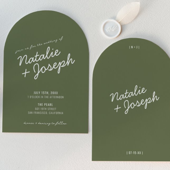 Modern Green Whimsical Summer Arched Wedding Inbjudningar (Skapare uppladdad)