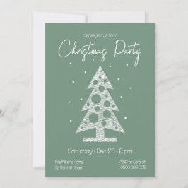 Modern Green & White Christmas Party Invitation Julkort