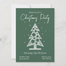 Modern Green & White Christmas Party Invitation Julkort