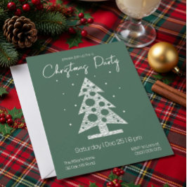 Modern Green & White Christmas Party Invitation Julkort