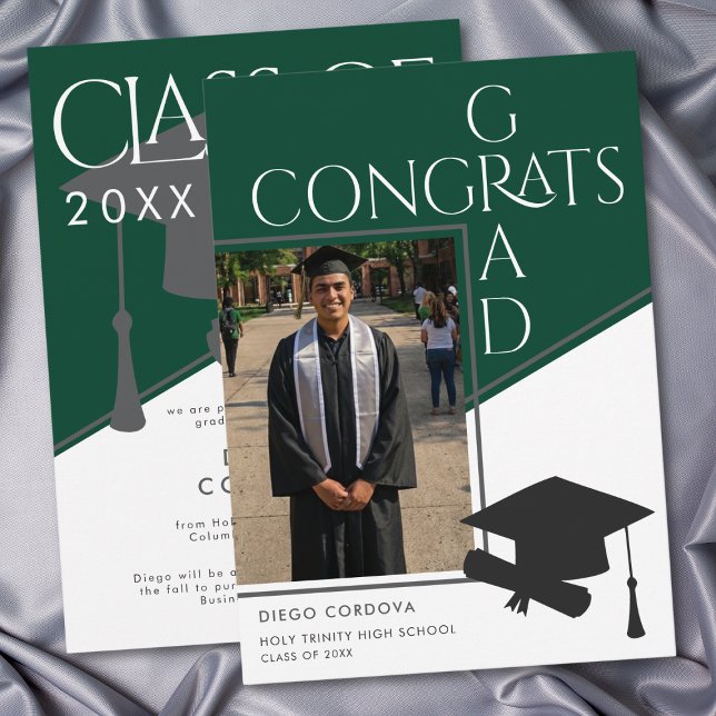 Modern Green White Geometric Photo Graduation (Modern Green White Geometric Photo Graduation)