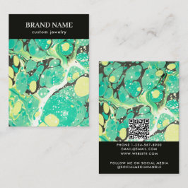 Modern Green Yellow Marble Jewelry Display Card Visitkort
