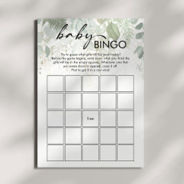 Modern Greenery Baby Shower Baby Bingo Card Inbjudningar