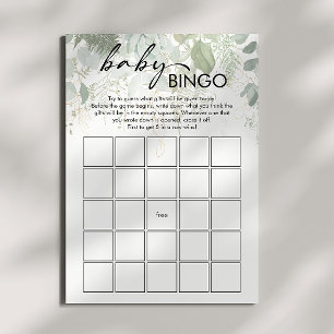 Modern Greenery Baby Shower Baby Bingo Card Inbjudningar