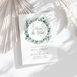 Modern Greenery Eucalyptus Botanical Bröllop Spara Datumet