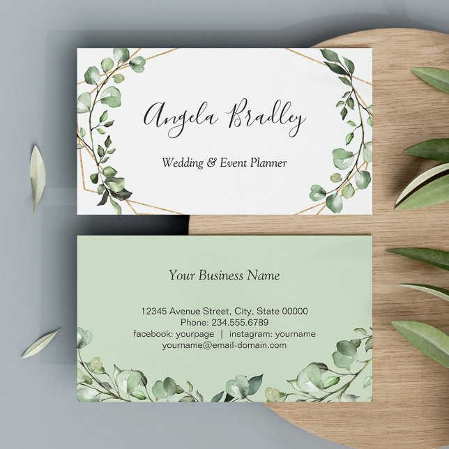 Modern Greenery Eucalyptus Geometric Ram Visitkort (Skapare uppladdad)