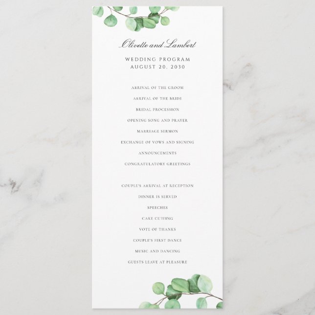 Modern Greenery Eucalyptus löv Program (Framsida)