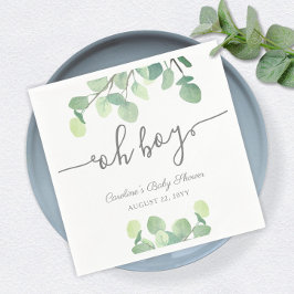 Modern Greenery Eucalyptus Oh Boy Baby Shower Pappersservett