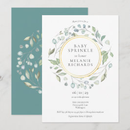 Modern Greenery Garland Baby Sprinkle Inbjudningar