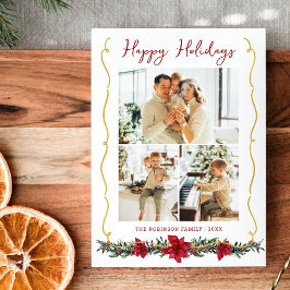 Modern Greenery Guld Glad helg 3 Photo Julkort