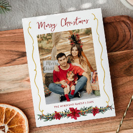 Modern Greenery Guld God jul 1 Photo Julkort