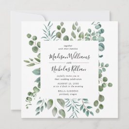 Modern Greenery | Kvadratisk Ram Bröllop Inbjudningar