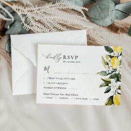 Modern Greenery Lemon Blommigt Bröllop OSA Card Tack Kort
