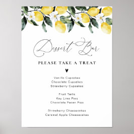 Modern Greenery Lemon Blommigt Dessert Pub Poster