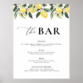 Modern Greenery Lemon Blommigt Pub Menu Poster