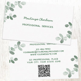 Modern Greenery QR-kod Visitkort