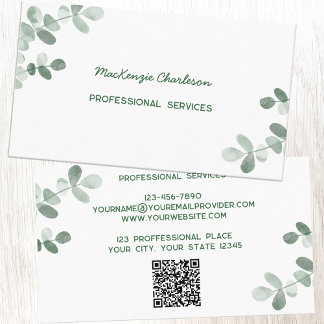 Modern Greenery QR-kod Visitkort