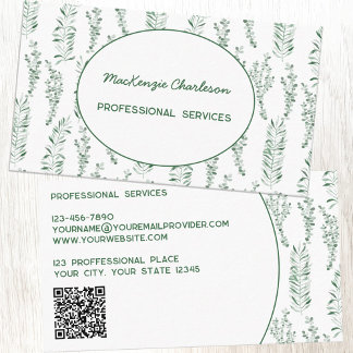 Modern Greenery QR-kod Visitkort