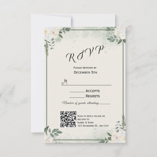 Modern Greenery RSVP Card Invitation OSA Kort (Framsida)