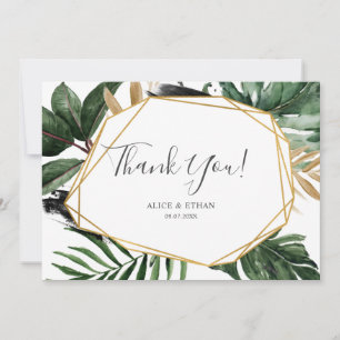 Modern Greenery Tropical Bröllop Tack Kort