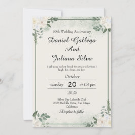 Modern Greenery Wedding Anniversary Invitations Inbjudningar