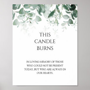 Modern Greenery White Bröllop - Candle Burns Poster