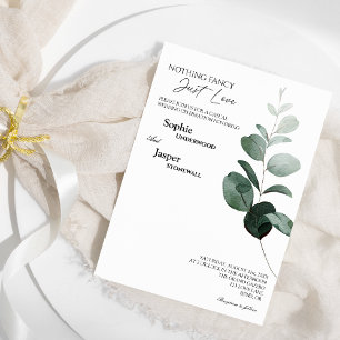 Modern Greenery White Ingenting Finare Bröllop Inbjudningar