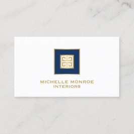 Modern grekiska Nyckel Designer Logotyp Guld/marin Visitkort