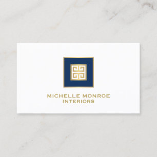 Modern grekiska Nyckel Designer Logotyp Guld/marin Visitkort